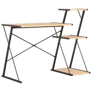 vidaXL Ty&ouml;p&ouml;yt&auml; hyllyll&auml; musta ja tammi 116x50x93 cm