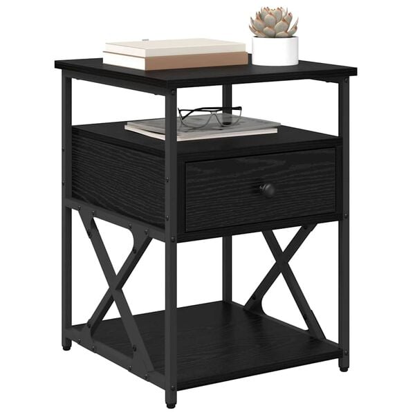 vidaXL Y&ouml;p&ouml;yt&auml;kaappi Musta tammi. 40 x 42 x 55 cm Tekninen puu