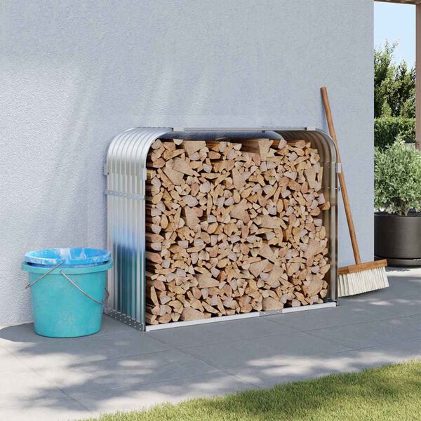 vidaXL Polttopuuteline hopea 120x45x100 cm galvanoitu ter&auml;s