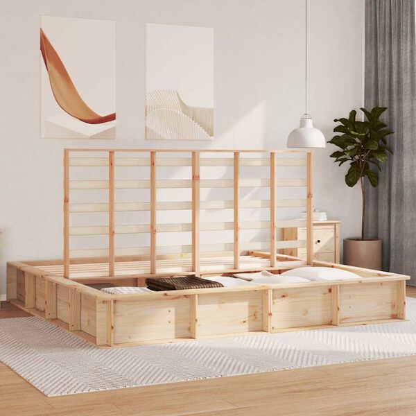 vidaXL S&auml;ngyn runko Ruskea 6FT Super King Size Massiivinen m&auml;nty