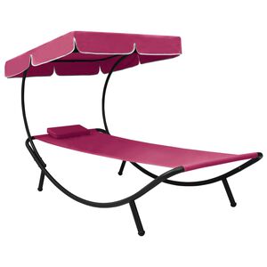 vidaXL Aurinkotuoli katoksella ja tyynyll&auml; pinkki