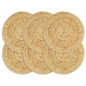 vidaXL Tabletit 6 kpl luonnollinen 38 cm py&ouml;re&auml; juutti