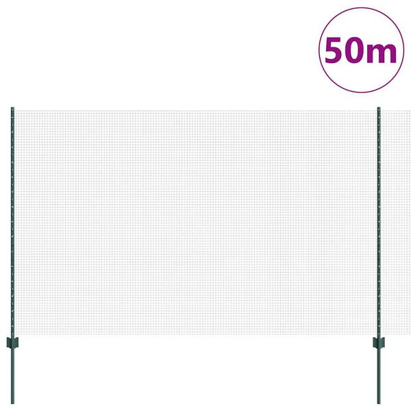 vidaXL Aita ja Tuki Vihre&auml; 1,5 x 50 m Ter&auml;st&auml; ja PVC:t&auml;