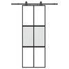 vidaXL liukuovi laitteistosarjalla musta 76x205 cm karkaistu lasi