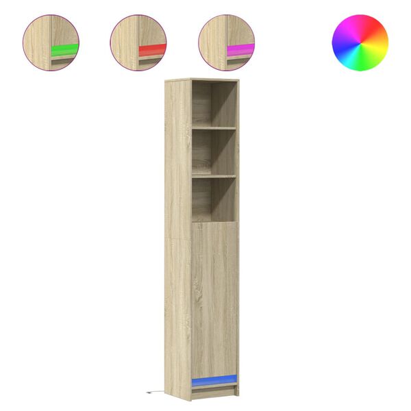 vidaXL Senkki LED-valoilla Sonoma-tammi 36x32,5x200 cm tekninen puu