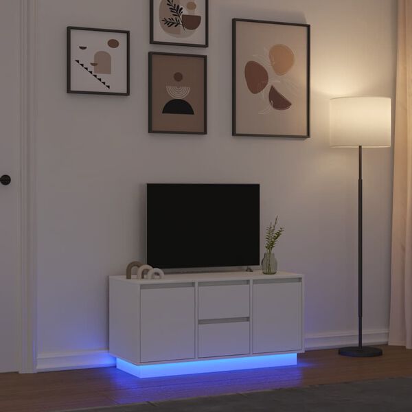 vidaXL TV-kaappi LED-valoilla Valkoinen 100x41x50 cm