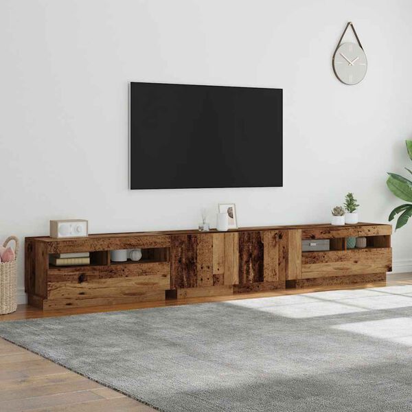 vidaXL TV-kaappi LED-valoilla vanha puu 260x35x40 cm teknillinen puu