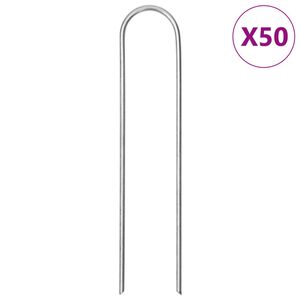 vidaXL Maatapit U-muotoinen 50 pcs 15x3,5 cm galvanoitu ter&auml;s