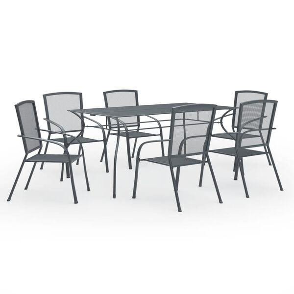vidaXL 7-osainen Puutarhan ruokailuryhm&auml; ter&auml;s antrasiitti
