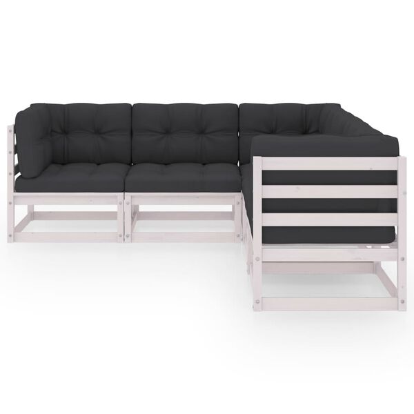 vidaXL 5 -osainen Puutarhasohvasarja tyynyillä täysi mänty