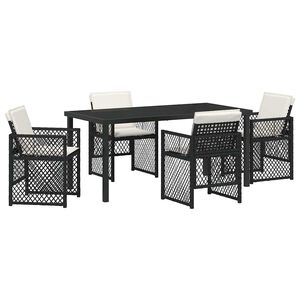 vidaXL Piharuokailu setti 5 pcs Musta polyrottinki