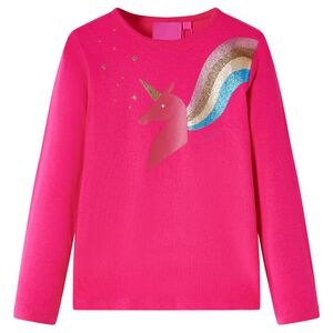 vidaXL Lasten pitk&auml;hihainen T-paita kirkas pinkki 92