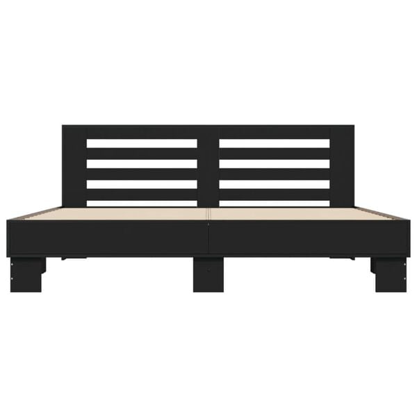 vidaXL S&auml;ngynrunko musta 180x200 cm tekninen puu ja metalli