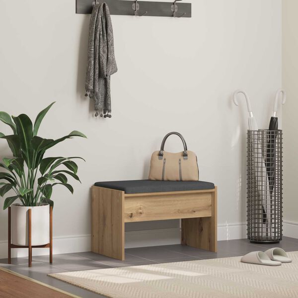 vidaXL Halli penkki tyynyll&auml; Artisan tammi 63 x 38 x 40 cm