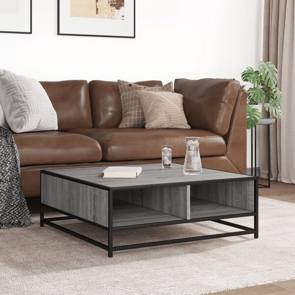 vidaXL Sohvap&ouml;yt&auml; harmaa Sonoma 80x80x30 cm tekninen puu ja metalli