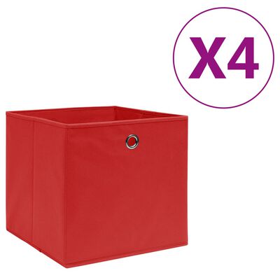 vidaXL Säilytyslaatikot 4 kpl kuitukangas 28x28x28 cm punainen