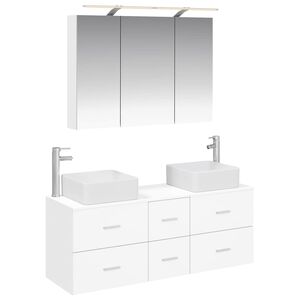 vidaXL Kylpyhuonekalustesetti 4 pcs valkoinen Tekninen puu ja lasi