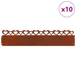 vidaXL Nurmikonreunukset 10 pcs Ruosteinen 103 x 0,05 x 22 cm