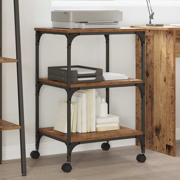 vidaXL Tulostinpidike Vanha Puu 50 x 41 x 75 cm Tekninen puu