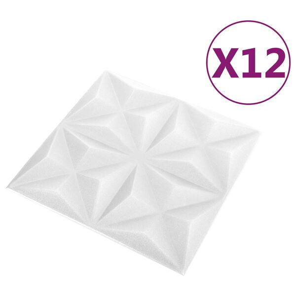 vidaXL Sein&auml;paneelit 12 pcs Origami Valkoinen 50 x 50 cm XPS Vaahdon
