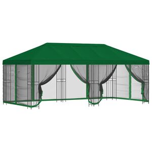 vidaXL Paviljonki sivuseinill&auml; 6 x 3 m Vihre&auml; Polyesteri ja ter&auml;s 190