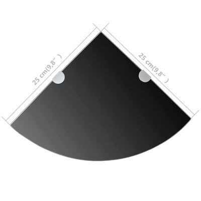 vidaXL Kulmahylly kromisilla kiinnikkeillä Musta lasi 25x25 cm