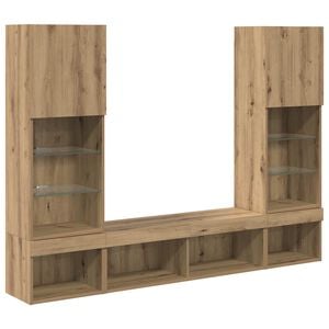 vidaXL TV Sein&auml;kappaleet LED:ll&auml; 5 pcs Artisan tammi Tekninen puu
