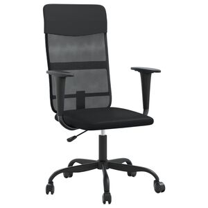 vidaXL Ty&ouml;tuoli korkeuss&auml;&auml;dett&auml;v&auml; musta verkkokangas ja keinonahka