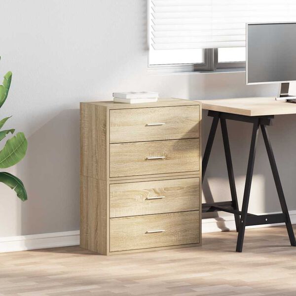 vidaXL Kaapit 2 laatikkoa 2kpl Sonoma-tammi 60x31x40cm teknillinen puu