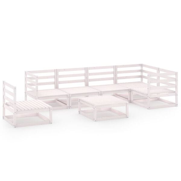 vidaXL 7-osainen puutarhasohvasarja valkoinen t&auml;ysi m&auml;nty