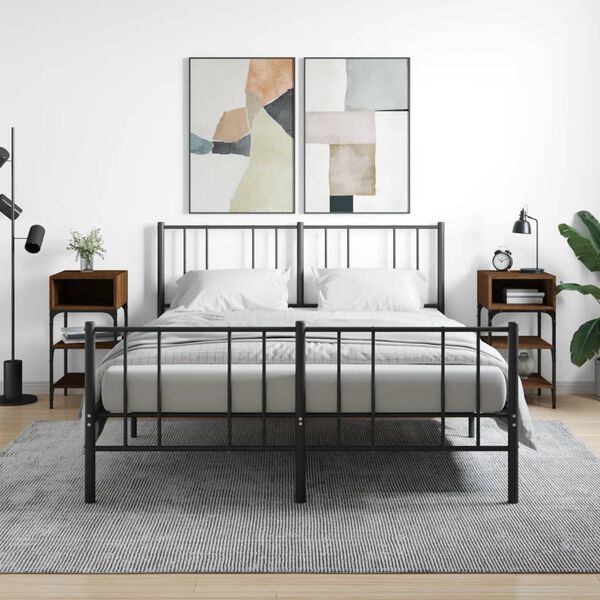 vidaXL Yöpöydät 2 kpl ruskea tammi 35x34,5x70 cm tekninen puu