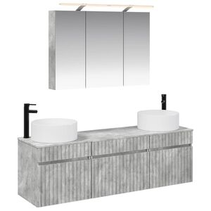 vidaXL Kylpyhuoneen kaappisetti 4 pcs Betoninharmaa 100 x 14,5 x 70 cm