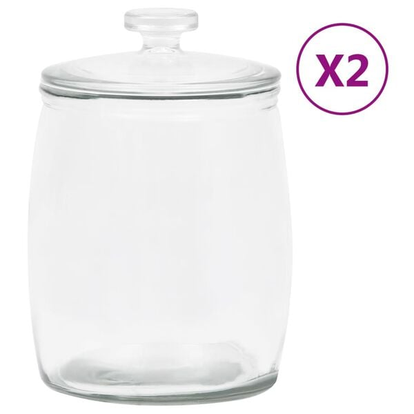 vidaXL Lasiset säilytyspurkit kansilla 2 kpl 8000 ml