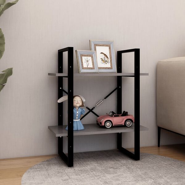 vidaXL 2-tasoinen kirjahylly harmaa 60x30x70 cm täysi mänty