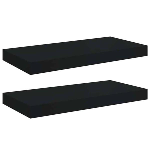 vidaXL Kelluvat sein&auml;hyllyt 2 kpl musta 50x23x3,8 cm MDF