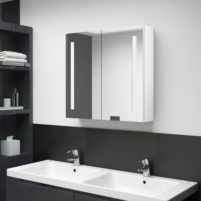vidaXL LED kylpyhuoneen peilikaappi kiiltävä valkoinen 62x14x60 cm