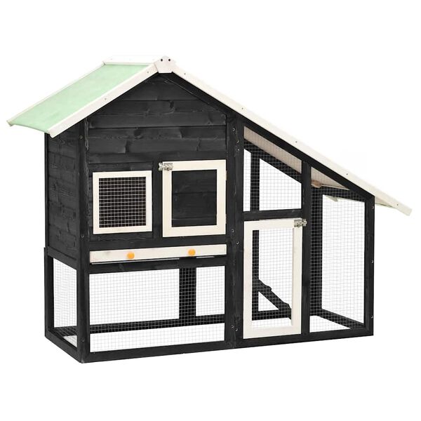 vidaXL Kaninkoppi harmaa ja valkoinen 140x63x120 cm t&auml;ysi kuusi