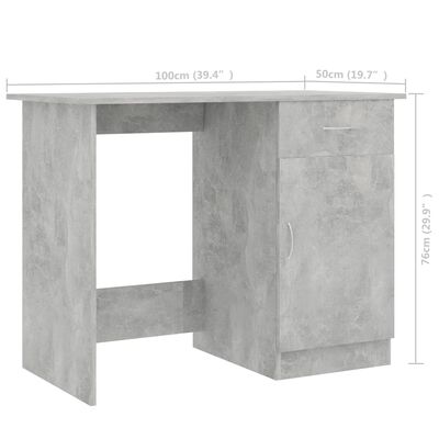 vidaXL Työpöytä betoninharmaa 100x50x76 cm lastulevy