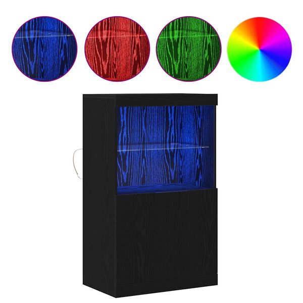 vidaXL LED-p&ouml;yt&auml;taso Musta 60 x 37 x 100 cm Tekninen puu