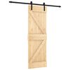 vidaXL Liukuovi Luonnollinen ja musta 70 x 210 cm Massiivinen m&auml;nty