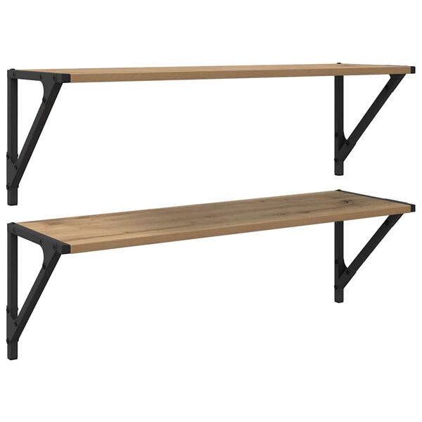 vidaXL Sein&auml;hyllyt 2 pcs Artisan tammi 80 x 25 x 25,5 cm Tekninen puu