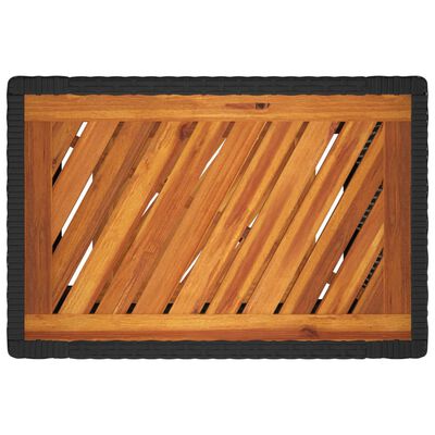 vidaXL Puutarhan sivupöytä puulevyllä musta 60x40x75 cm polyrottinki
