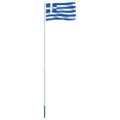 vidaXL Kreikan lippu ja tanko alumiini 4 m