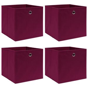 vidaXL S&auml;ilytyslaatikot 4 kpl tummanpunainen 32x32x32 cm kangas