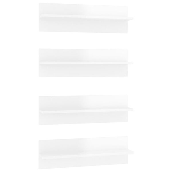 vidaXL Sein&auml;hyllyt 4 kpl korkeakiilto valk. 60x11,5x18 cm lastulevy