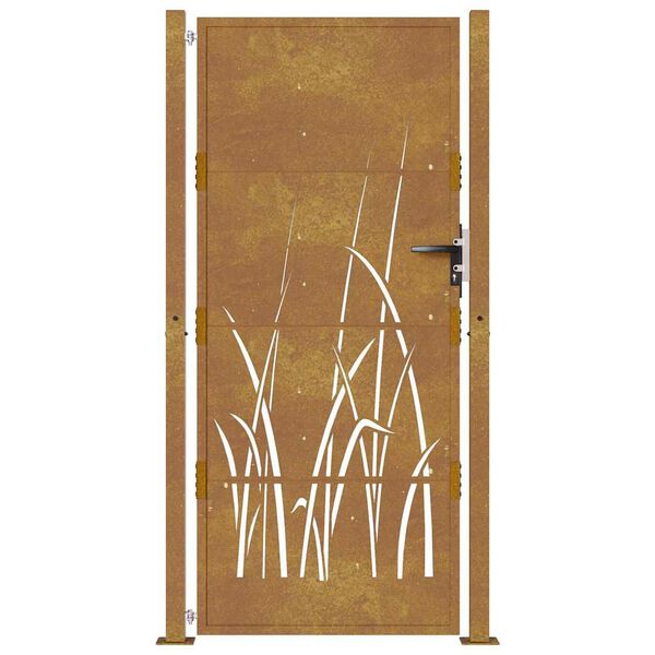 vidaXL Puutarhan portti 100x175 cm Corten-teräs Ruohokuvio