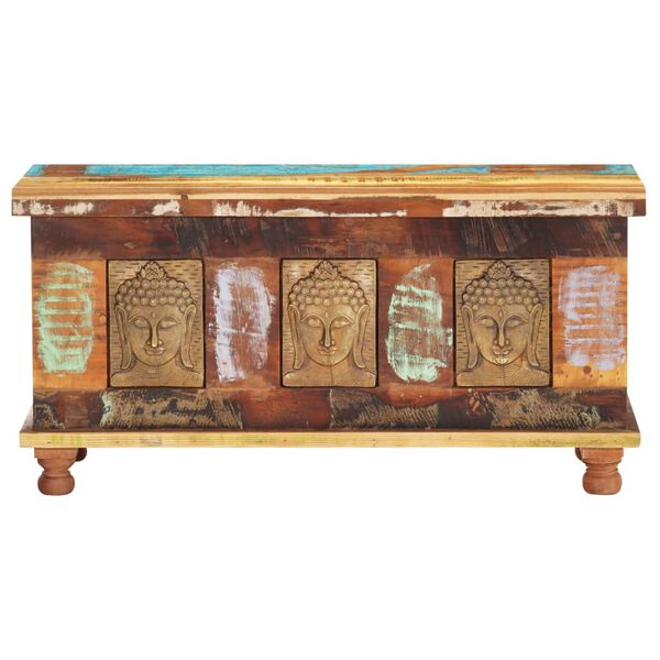 vidaXL S&auml;ilytyslaatikko Buddhan kuvilla 90x35x45 cm kierr&auml;tyspuu