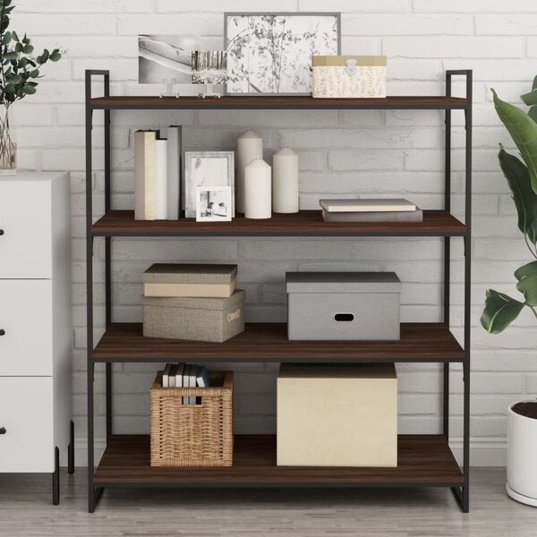 vidaXL Sein&auml;hyllyt 4 kpl ruskea tammi 100x40x1,5 cm tekninen puu