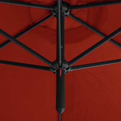 vidaXL Tupla-aurinkovarjo terästanko terrakotta 600 cm