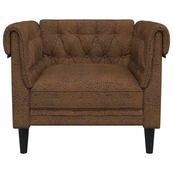 vidaXL Chesterfield Sohva-tuoli Ruskea 78.5 x 74.5 x 74.5 cm Tekonahka